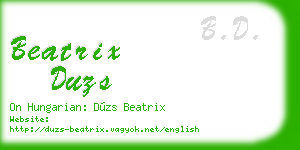 beatrix duzs business card